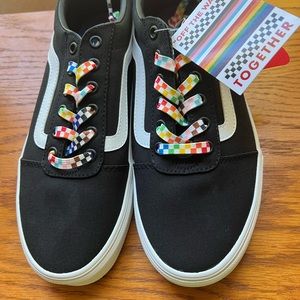 NIB Vans Pride sneakers. Rainbow pattern around the heals and laces.